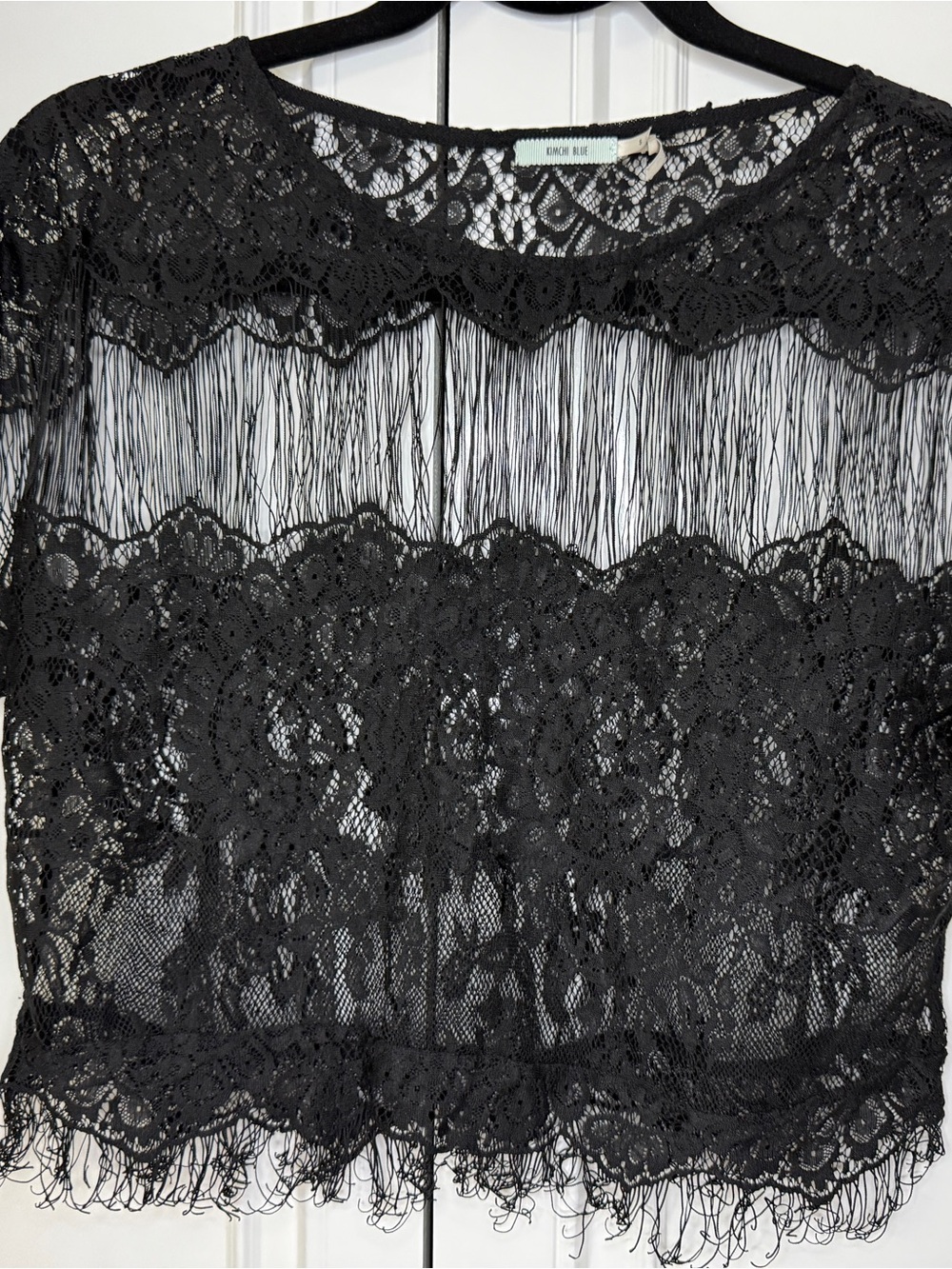Kimchi Blue Black Lace Fringe Top